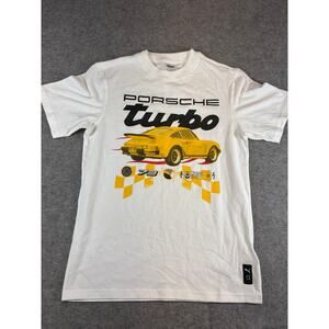 Puma x Porsche Turbo Legacy Graphic T Shirt Mens XS White Streetwear Casual